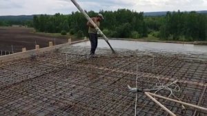 Перекрытие второго этажа . Заливка Бетононасосом Красноярск