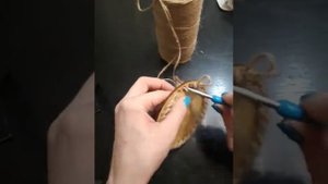 Обвязка деревянного донышка джутовым шпагатом