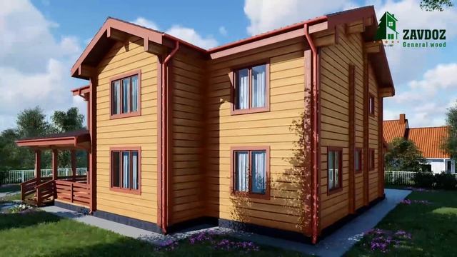 Деревянный дом из клееного бруса. Проект дома 16125. смотреть онлайн