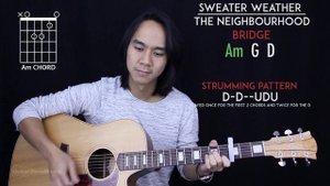 Sweater Weather Guitar Cover Acoustic - The Neighborhood + Onscreen Chords