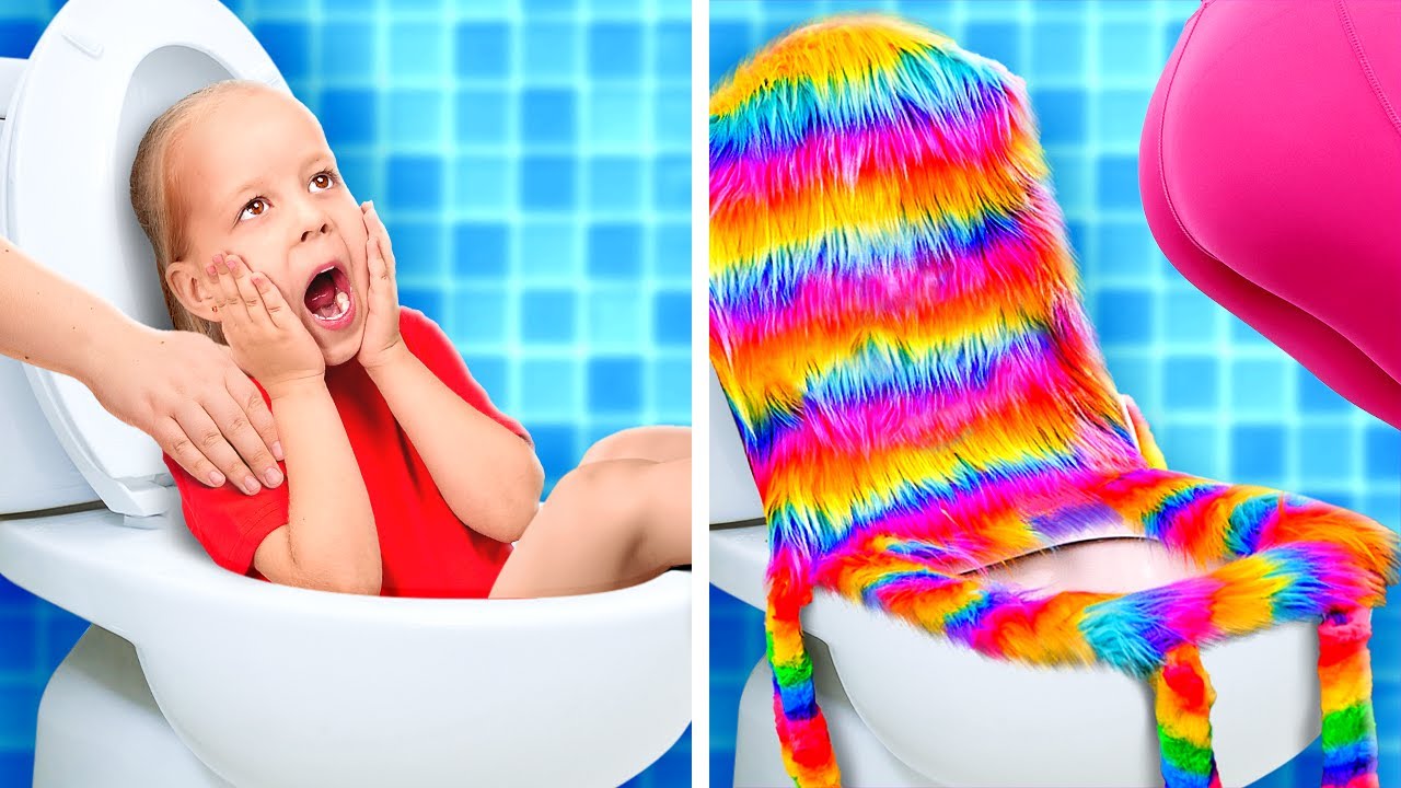 РАДУЖНЫЙ МАКИЯЖ ВАННОЙ КОМНАТЫ ? Гениальные хаки по уборке смотреть онлайн