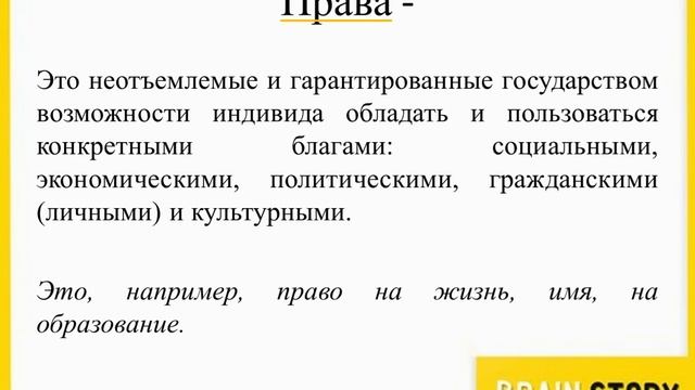 7.9.1  Понятие прав, свобод и обязанностей