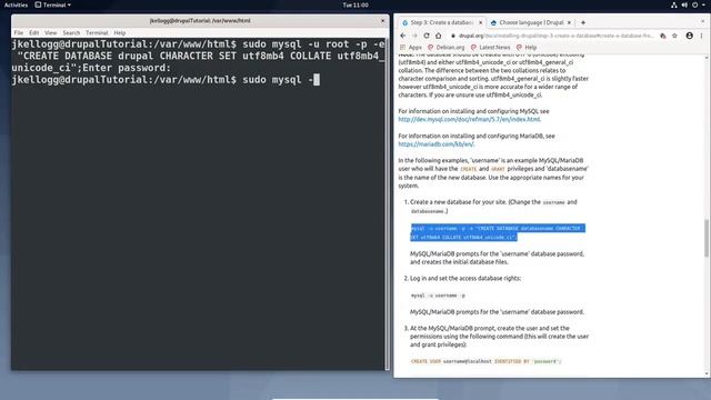 Drupal Installation: Create Database