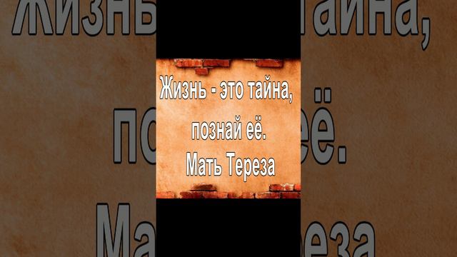 Жизнь - это тайна, познай её. Мать Тереза