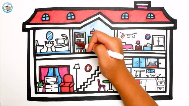 Peppa Pig toys playing House Coloring and Drawing for Kids | Coloring Videos смотреть онлайн