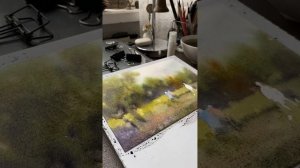 Рисуем акварелью на целлюлозной бумаге.    Парк, деревья, люди #1