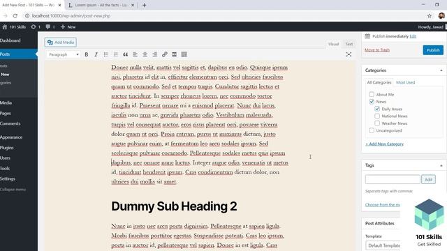 2.3e Creating WordPress Posts, Categories and Tags | My First WP Post & Blog Post Elements 101Skill смотреть онлайн