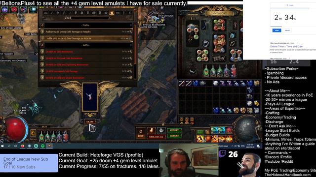 [PoE] SpeedCrafting: +1 ➡️ +2 ➡️ +4 Skill Gem Level Amulet In Under 3 Minutes (exact mods predicted смотреть онлайн