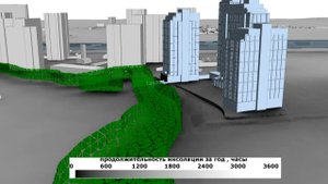 Накопление часов инсоляции за год на прилегающей к ЖК территории
