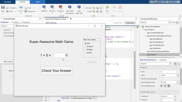 Super Awesome Math Game with AppDesigner 2 of 4 смотреть онлайн