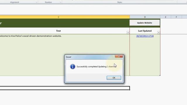 Webapps Excel managed Websites