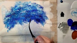 Уютное место под деревом. Как рисовать акрилом. Акриловые краски. Acrylic painting for beginners