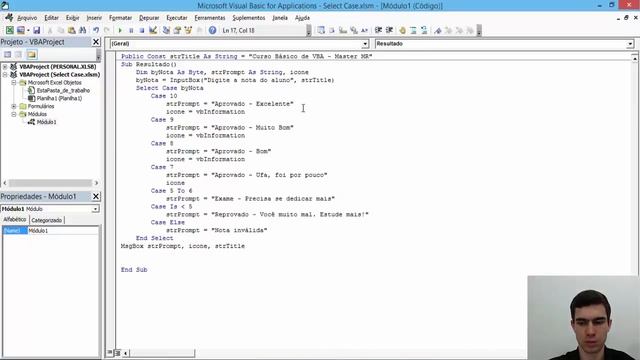 EXCEL VBA BASICO - AULA 09 - SELECT CASE (APRENDA COM MASTER MR) смотреть онлайн