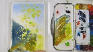 мастер класс акварелью "майское дерево".  весенний скетч акварелью. как нарисовать дерево акварелью