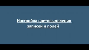 Настройка цветовыделения записей и полей