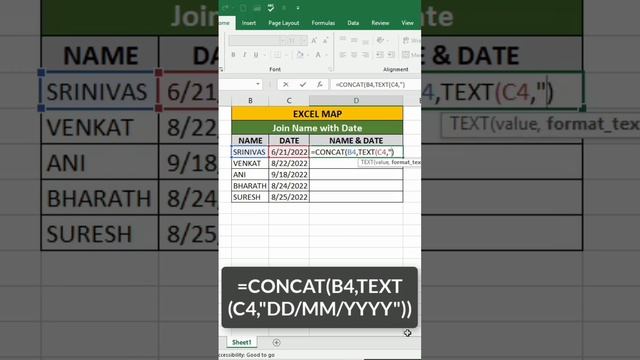 How to Concatenate Text with Dates in Excel | MS Excel Tutorial