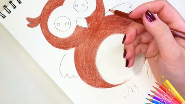 «Сова» #видеоуроки по рисованию для для детей 4-5 лет  #какнарисовать #howtodraw #цветныекарандаши