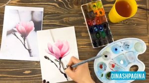 Рисуем магнолию акварелью. Быстрый акварельный скетч