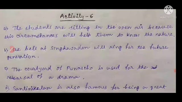 Class 4 English Lesson 10 Santiniketan Activity 1 to 8 (b)