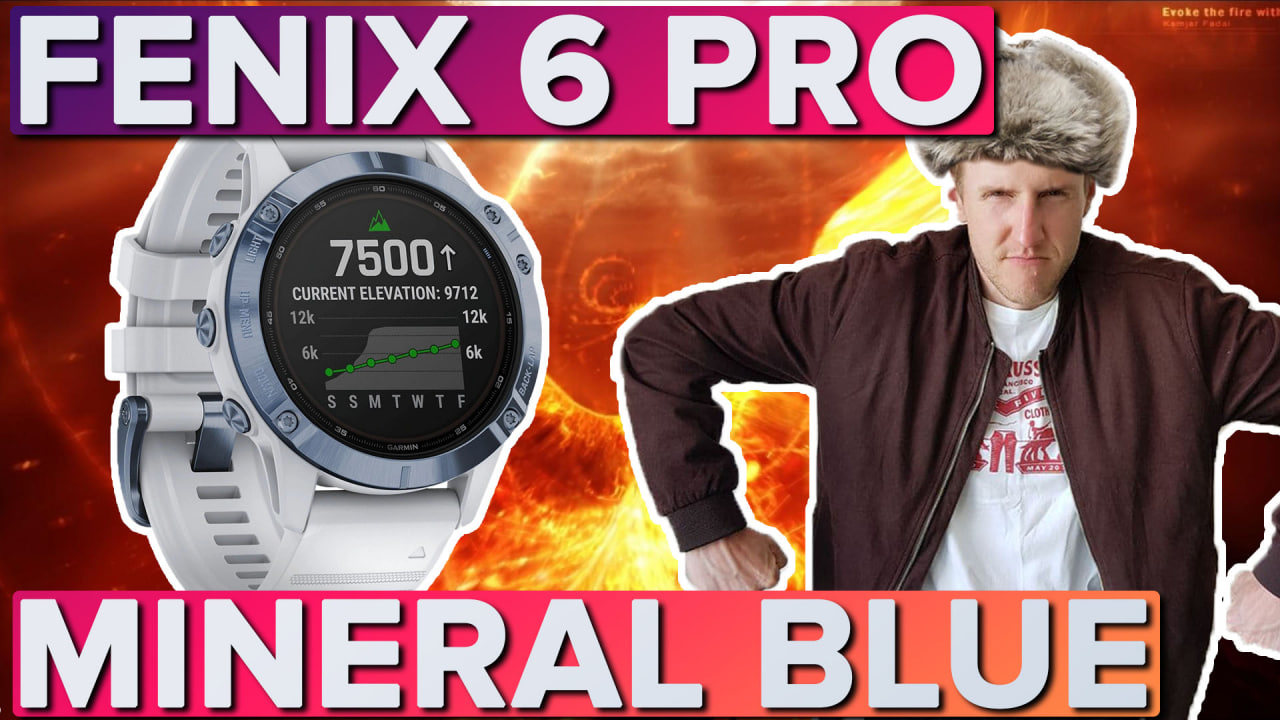GARMIN FENIX 6 PRO SOLAR MINERAL BLUE TITANIUM WITH WHITESTONE BAND СИНИЙ МИНЕРАЛ С БЕЛЫМ РЕМЕШКОМ
