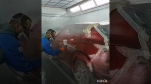 Покраска Mazda Soul Red Crystal 46V с плавным переходом на заднее крыло.