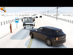 РОЛС РОЙС НА ЛЕТНЕЙ РЕЗИНЕ! ДОРОГАЯ АВАРИЯ В ГОЛОЛЕД _ BeamNG.drive