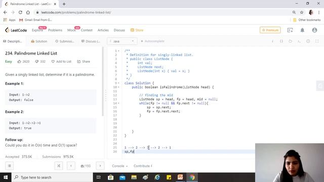 LeetCode 234. Palindrome Linked List   [Solution + Code Explained ]