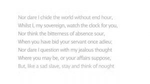 Shakespeare's Sonnet 57 – Being Your Slave, What Should I Do But Tend