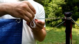 Установка тента на треккинговые палки