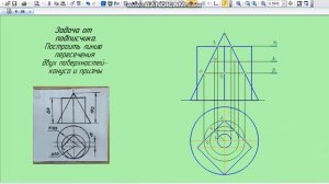 Линия пересечения поверхностей конуса и призмы. Задачка от подписчика.