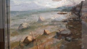 Художник Борис Коган. Пейзаж "На берегу озера Байк