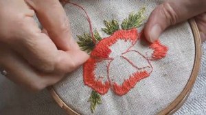 Как вышивать мак гладью