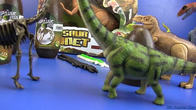 Dinosaurs Eggs Jurassic World ! Dinosaurs GIGANOTOSAURUS,T-REX,BRACHIOSAURUS ..