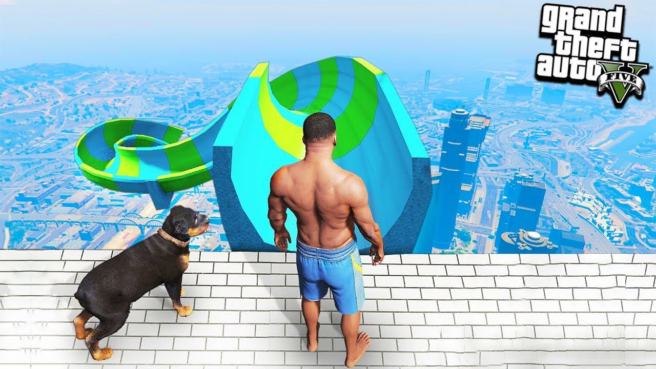 ЭКСТРЕМАЛЬНЫЙ СПУСК СО СКОЛЬЗКОЙ ГОРКИ АКВАПАРК В ГТА 5 МОДЫ! ОБЗОР МОДА В GTA 5 ВИДЕО ГТА ИГРЫ MODS смотреть онлайн