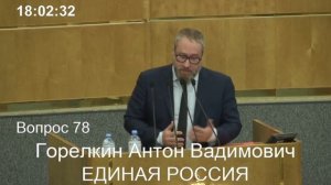 Антон Горелкин выступает в Государственной Думе по законопроекту о классифайдах