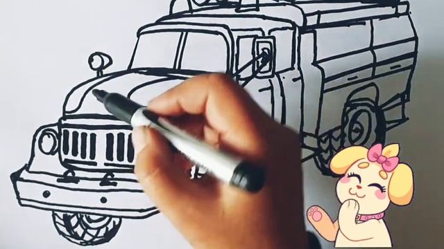 Как нарисовать ПОЖАРНУЮ МАШИНУ /  мультик раскраска ПОЖАРНАЯ МАШИНА  для детей / Раскраски малышам смотреть онлайн