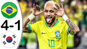 БРАЗИЛИЯ 4-1 ЮЖНАЯ КОРЕЯ ОБЗОР МАТЧА И ВСЕ ГОЛЫ! ГОЛ НЕЙМАРА И ИНТЕРВЬЮ ПОСЛЕ МАТЧА! ОБЗОР ЧМ-2022