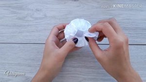 Резинки "Пироженки" из атласной ленты /Простые Цветы из лент / МК Канзаши