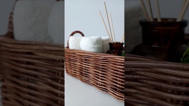 Корзина для эстетичного хранения полотенец и банок в ванной