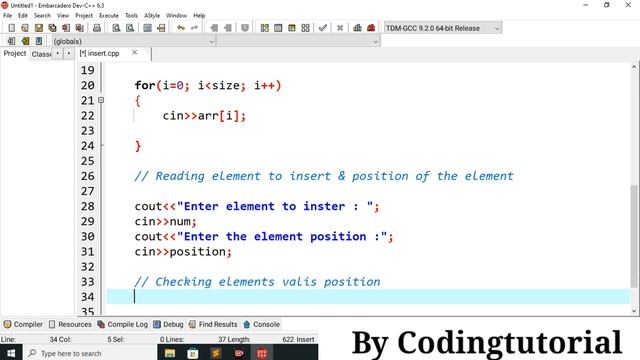 Write C++ program to insert an element in array #codingtutorial