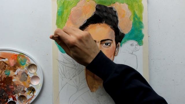 DIPINGERE Come FRIDA KAHLO ( Painting Frida Kahlo in Acylics ) смотреть онлайн