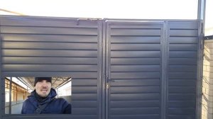 Навес арочный профлист графит 7024, ворота распашные сайдинг металлический графит 7024, забор профл
