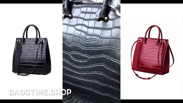 Сумка-тоут женская стеганая крокодиловая кожа черная на BAGS TIME смотреть онлайн