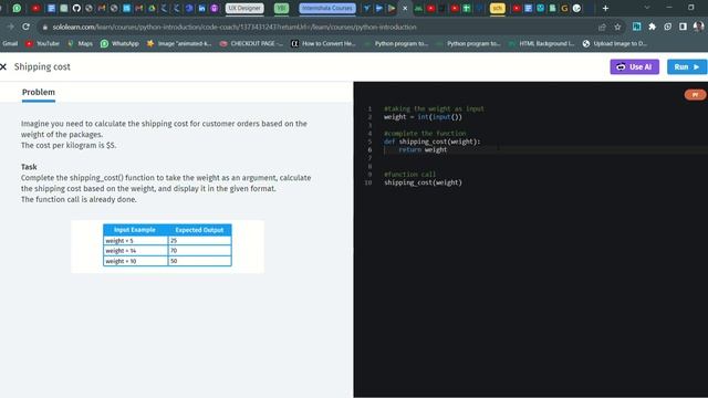70 Shipping cost | Introduction to Python | Sololearn
