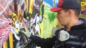 Граффити роспись профлиста мусорного ограждения #ширшов