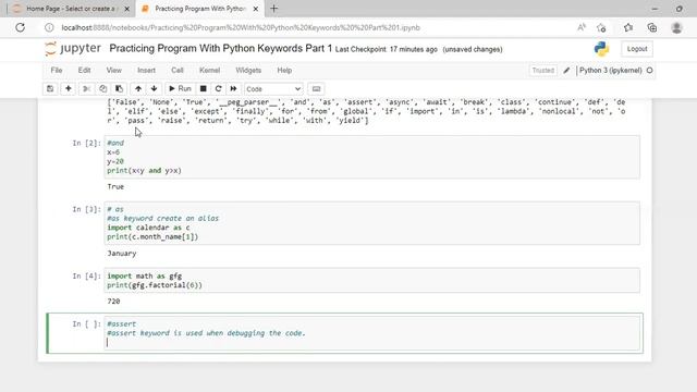 3)Practicing Program with Python Keywords Part 1