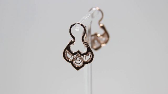 Серьги калачи с филигранью из позолоченного серебра