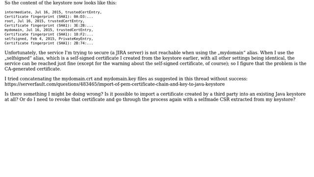 Can I import an SSL certificate that was created by the CA into my Java keystore? смотреть онлайн