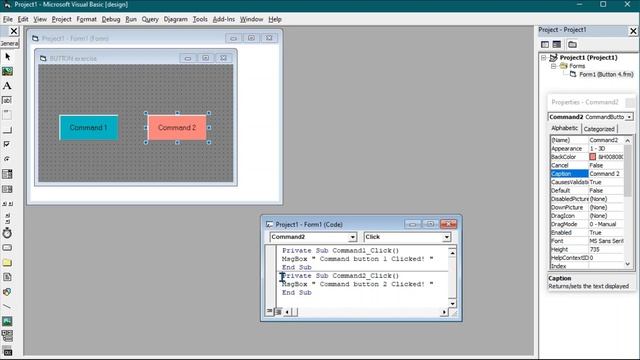 Displaying MessageBox using CommandButton in Visual Basic 6.0