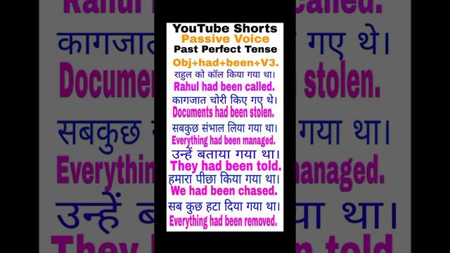 Learning Brightly| Series of Passive Voice| Past Perfect Tense.